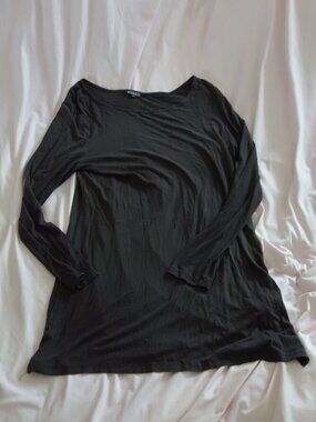 Nicole Miller Charcoal Black Long Sleeve Rayon Tunic Top Size M